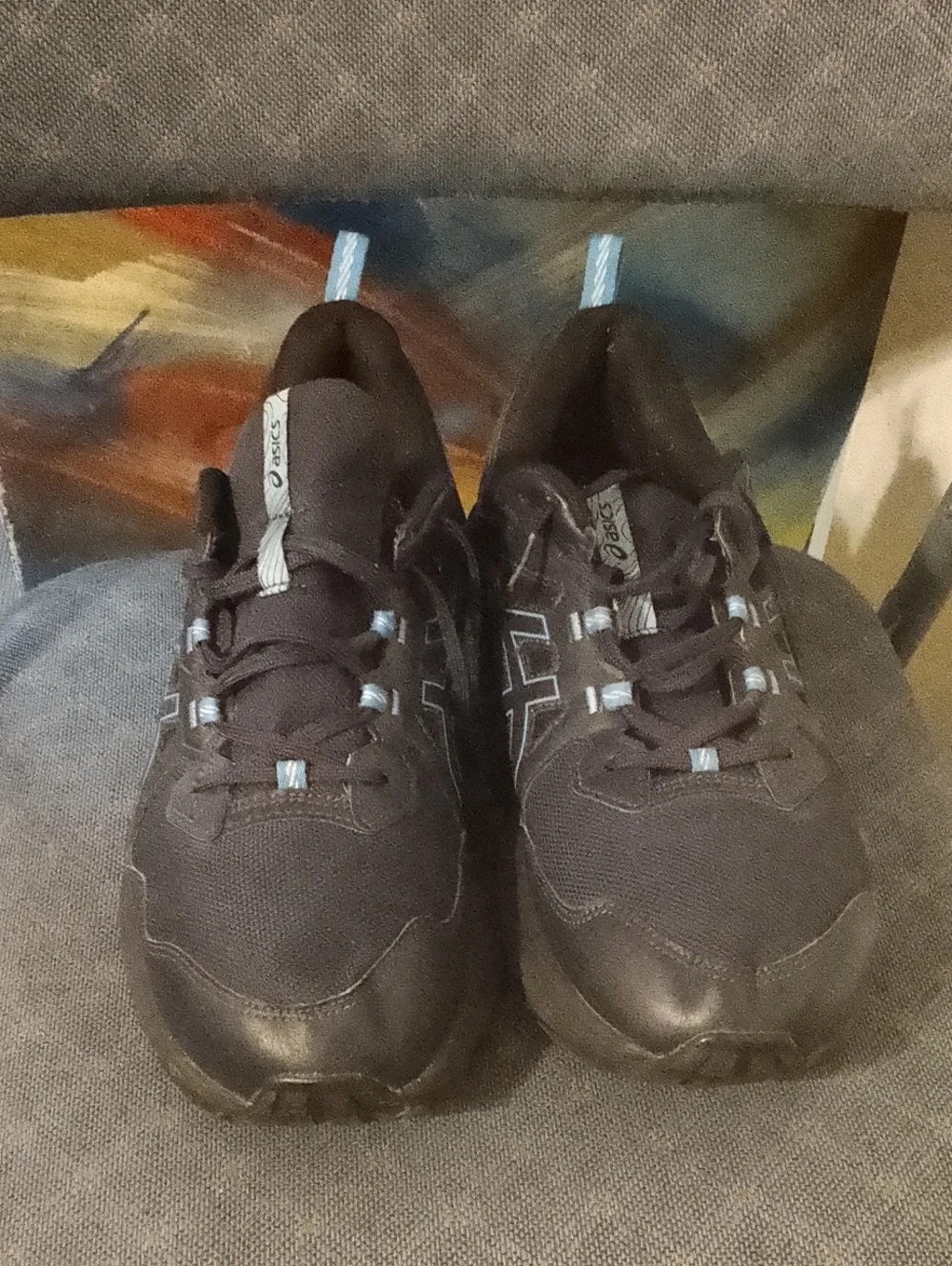 Asics Black Sneakers with Light Blue Accents